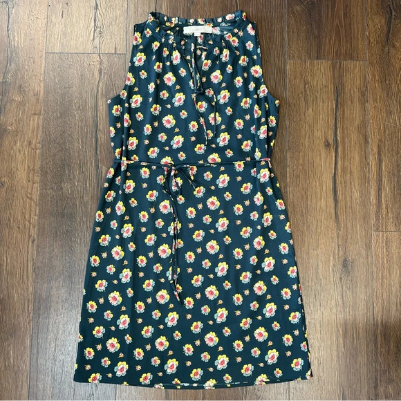 LOFT dark teal floral dress SZ XSP - Picture 1 of 4